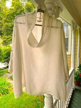 Riga/Choice 100% Ramie Swing Tunic with Embellishments